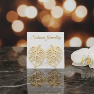 Golden Monstera Luxe Earrings