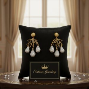 Golden Pearl Branch Earrings