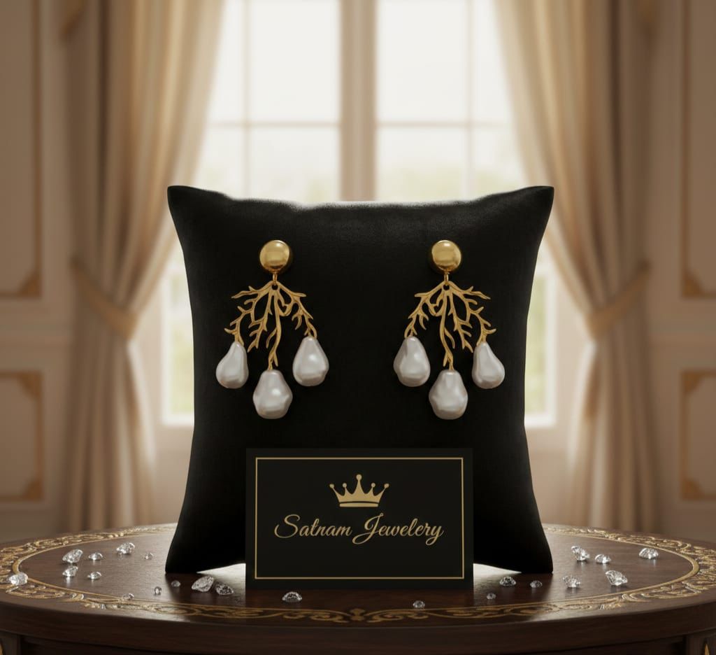 Golden Pearl Branch Earrings