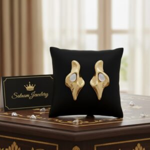 Golden Abstract Pearl Glow Earrings