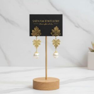 Majestic Leaf Pearl Drop Earrings