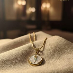 Rose Bloom Mother‑of‑Pearl Pendant Necklace