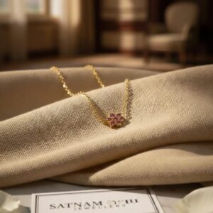 Blossom Pink Floral Gold Necklace