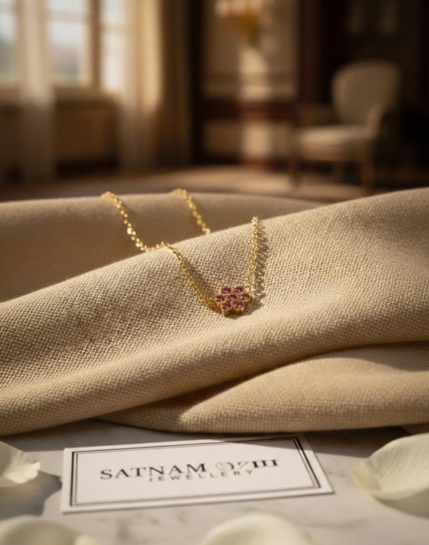 Blossom Pink Floral Gold Necklace