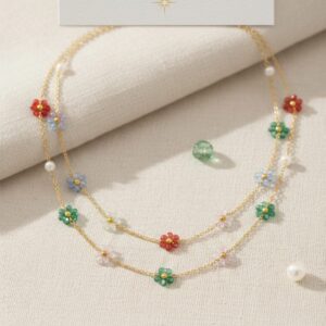 Floral Harmony Multicolour Beaded Necklace